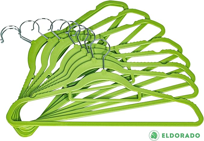 Eldorado Non-Slip Adult Hangers, Multicolor, for Everyday Use Value Packs (Lime Green, 400)
