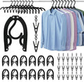 12Pcs Portable Travel Hangers for Cruise Ship Essentials 2026 with 24 Clips, Plastic Folding Foldable Hangers Clothes Drying Rack Travel Accessories for Suitcase, RV, Camping, Road Trip (Black)