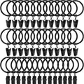 40 Pack Black Curtain Rings with Clips, Curtain Hooks Hangers Clip Rings for Hanging Drapes Bows Hat, Drapery Rings 1.5 in I D, Fits up to 1.2 in Diameter Curtain Rod.