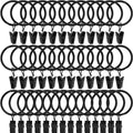 44 Pack Black Curtain Rings with Clips, Curtain Hooks Hangers Clip Rings for Hanging Drapes Bows Hat, Drapery Rings 1 in I D, Fits up to 5/8 in Diameter Curtain Rod.
