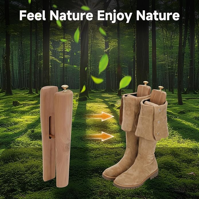 Cedar Boot Tree Shaft Shaper, 14 Inch Wooden Inserts for Men & Women’s Boots, Tall Boot Inserts Shape Holders