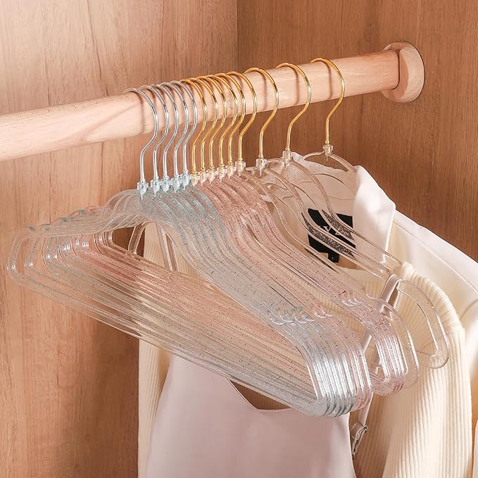 20 Pcs Blue Glitter Sparkle Hangers, Ultra-Thin Acrylic Glitter Hangers for Dresses and Suits - Non-Slip Space-Saving Clothes Hangers (Blue)