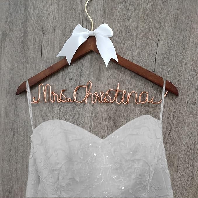 Custom Wedding Dress Hanger for Bride Mrs Bride Accessory Wire Hanger Bridal Gift