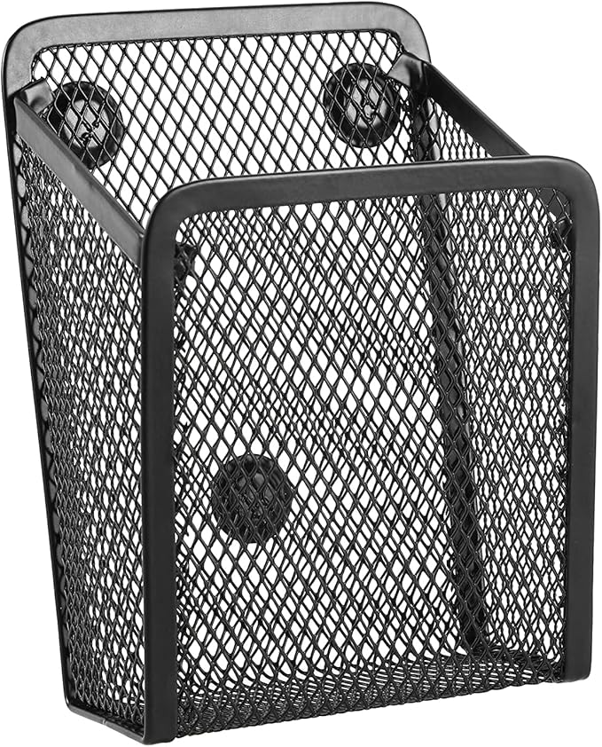 Magnetic Pencil Holder,Mesh Stainless Steel Pen Basket, Metal Writing Utensil Storage Organizer for Whiteboard,Blackboard,Kitchen, Locker, Home, or Office