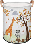 Kids Laundry Hamper Dirty Clothes Cute Animals Collapsible Polyester Sturdy Lightweight Storage Basket with Handles for Bedroom Bathroom Living Room