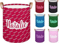 Personalized Laundry Basket, Custom Gift Laundry Hamper, Collapsible Nursery Waterproof Laundry Baskets, Dirty Clothes Toy Hamper with Handles Name Red