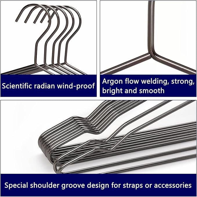 Amber Home 30 Pack 17" Strong Black Metal Wire Clothes Hangers, Heavy Duty Coat Hangers, Standard Suit Hangers for Jacket, Shirt, Dress (Black, 30)