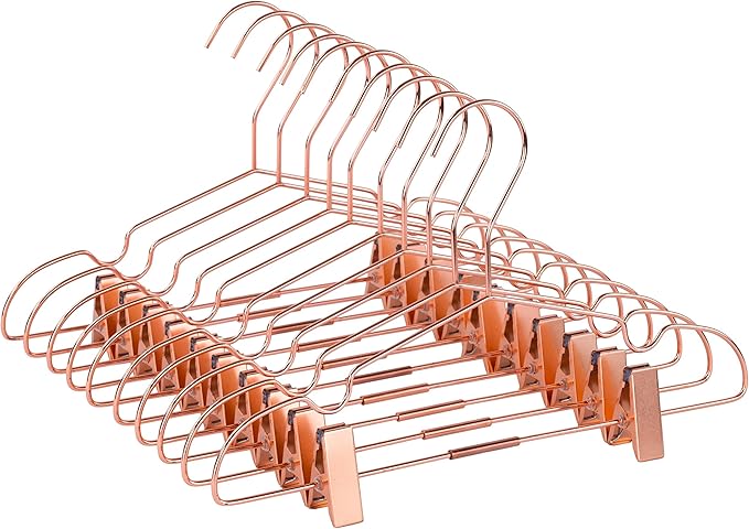 50Pack Koobay 13" Rose Copper Gold Shiny Metal Wire Top Clothes Hangers with Clips for Shirts Coat Storage & Display