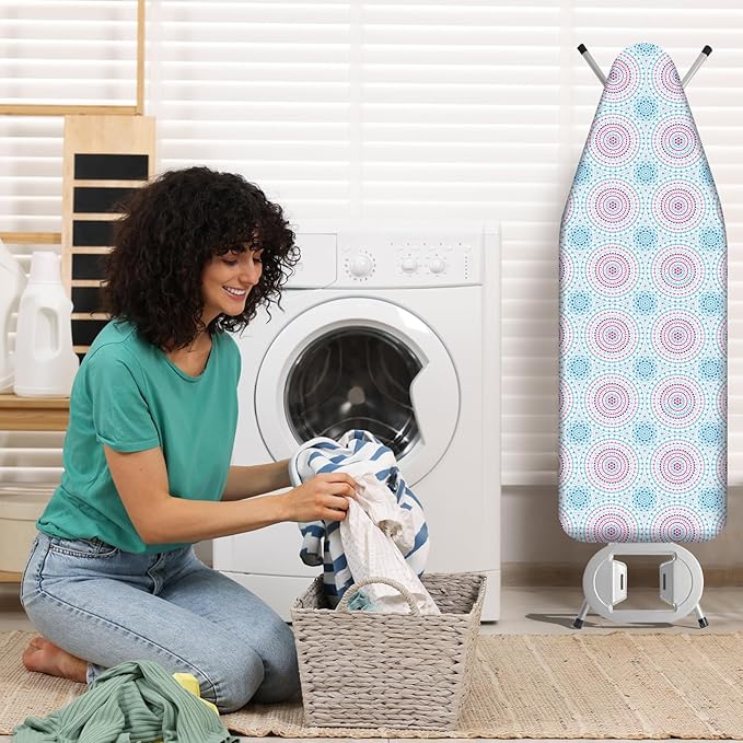 BNDX Ironing Board Cover and Pad 15" x 54" for Wedding Gift - Dorm Rooms Non Slip Padding Stain Resistant Retired Seniors Sewing Enthusiasts, Elastic Edge Fit Waterproof Resistant - Cosmic Pulse