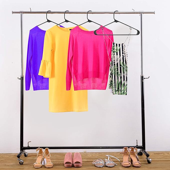 Utopia Home Plastic Hangers 50 Pack - Space Saving Clothes Hanger - Durable & Strong Closet Organizers and Storage with Built-in Strap Hooks - Essential for Shirts, Pants, Skirts & Coats (Black)