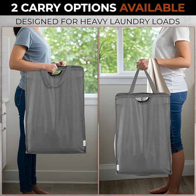 ALCOVA 2 Pack Hanging Laundry Hamper, Space-Saving Mesh Hanging Laundry Bag with Dual Handles & Sturdy Hooks, Portable Hanging Hamper for Family, College Students, Small Closet Solutions