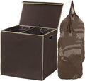 Simple Houseware Double Laundry Hamper with Lid and Removable Laundry Bags, Brown