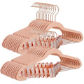 SONGMICS 24 Pack Pants Hangers, 16.7 Inch Coat Hangers with Rose Gold Colored Movable Clips, Heavy-Duty, Non-Slip, Space-Saving, for Pants, Skirts, Dresses, Light Pink UCRF14PK24