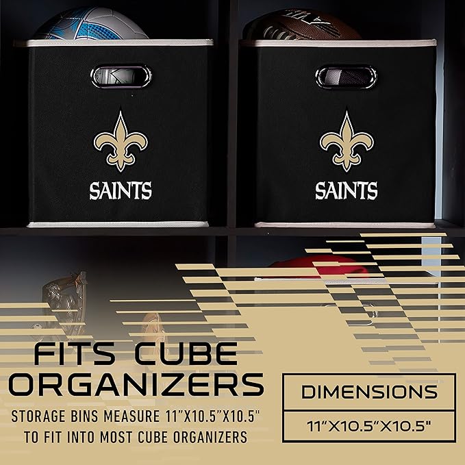 Franklin Sports NFL Storage Bins - Collapsible Cube Container + Basket - NFL Office, Bedroom + Living Room - 11"x11"