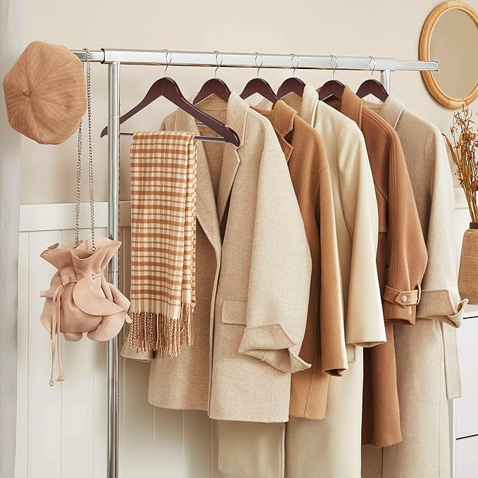 JS HANGER Wooden Coat Hangers, 20 Pack High Grade 17.5 Inch Wood Suit Hangers with Non Slip Pant Bar - Extra Smooth and Splinter Free Walnut Finish