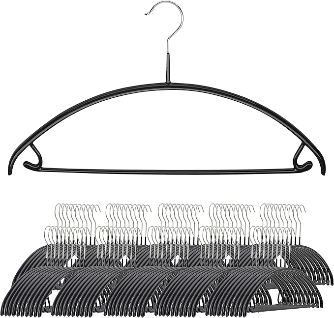 Mawa by Reston Lloyd Non Slip Metal Clothing Hanger, Smooth Shoulder Support with Skirt Hooks/Pant Bar, Model 42-U, Pack of 100