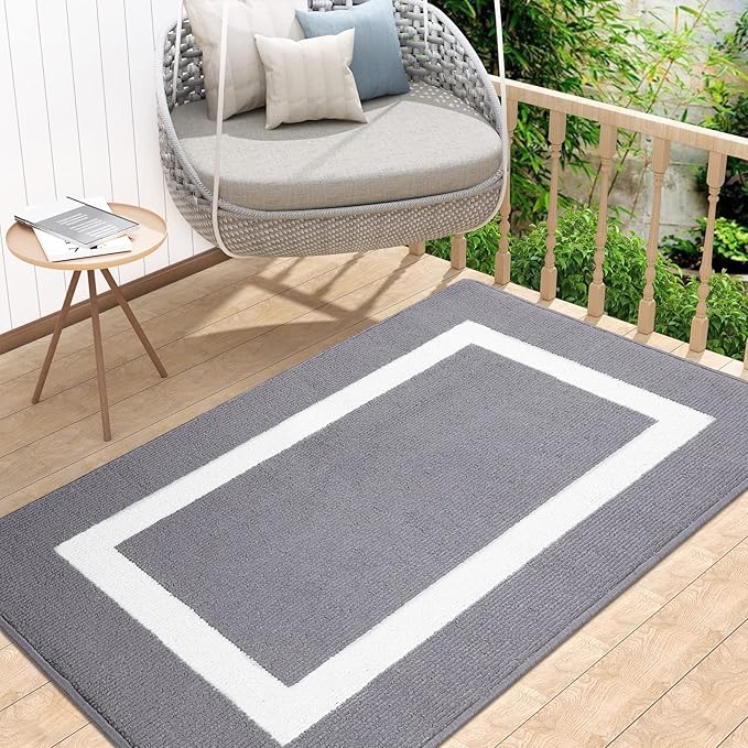 OLANLY Indoor Door Mat, 40x32, Non-Slip Absorbent Resist Dirt Entrance Mat, Washable Low-Profile Inside Entry Doormats for Entryway, Grey