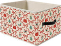 Coquette Red Bow Christmas Storage Bins, Preppy Girly Red and Green Christmas Tree Candy Canes Holiday Foldable Closet Organizers Storage Basket Toybox for Clothes Bed Sheets Blankets Toys