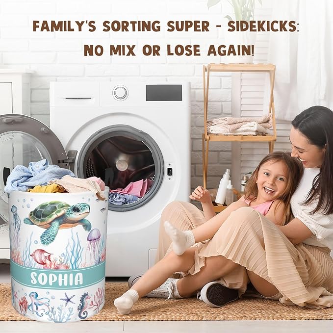Custom Name Laundry Hamper, Personalized Laundry Basket with Name for Baby Boys Girls, Customized Collapsible Dirty Clothes Hamper Storage with Handles for Bedroom Bathroom Dorm Room Decor