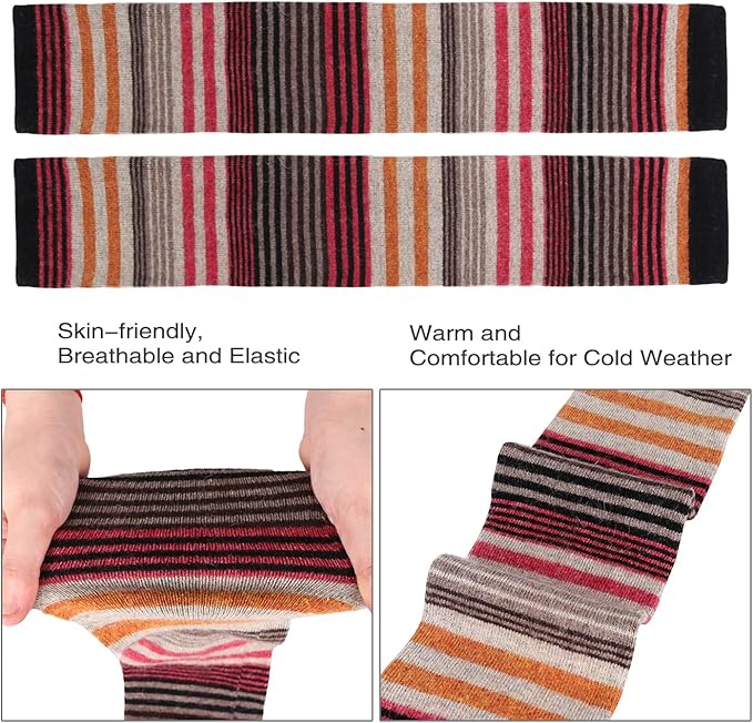 Benefeet Sox Wool Knit Leg Warmers for Women Vintage Boho Leg Warmers Long Winter Warm Thigh High Footless Boot Socks