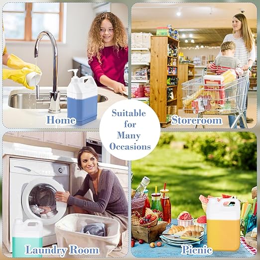 mwellewm 2 Pcs 1 Gallon Jugs with Caps Empty Plastic Gallon Containers with Lids Oil Container Automotive Square Plastic Storage Bottle for Liquids Water Laundry Detergents Home and Commercial Use