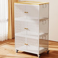 3 Tier Metal Storage Cabinet with wheels, Storage Bins with Magnetic Doors, Storage Cart for Living Room, Bedroom, Bathroom, Kitchen