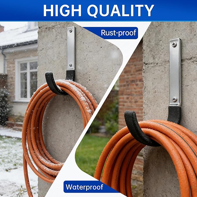 Heavy Duty Steel Garage Hooks,Garage Storage Utility Hooks,Heavy Duty Garage Garden Tool Organizer,Steel Wall Mount Hooks, Garden Hose Hanger, Black U Hooks (Dark Brown-4PC)