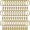 40 Pack Gold Curtain Rings with Clips, Curtain Hooks Hangers Clip Rings for Hanging Drapes Bows Hat, Drapery Rings 1.5 in I D, Fits up to 1.2 in Diameter Curtain Rod.
