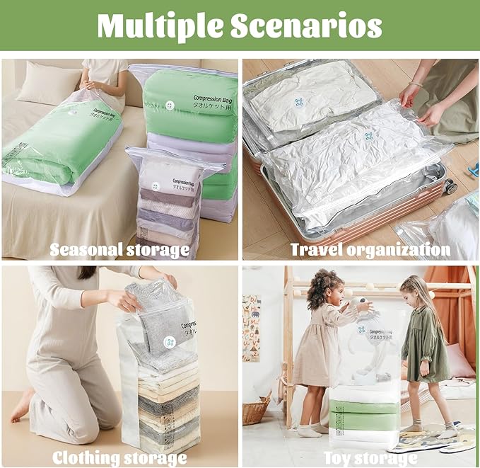 Large Vacuum Seal Bags for Clothing Travel Blankets Bedding,Space Saver Vacuum Storage Bags