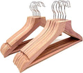 Cedar Elements Big Kids Cedar Hangers – French Flat Top Style 12 Pack for Kids Size 4T-10 (with Pant bar)