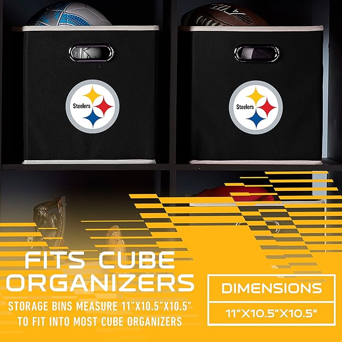 Franklin Sports NFL Storage Bins - Collapsible Cube Container + Basket - NFL Office, Bedroom + Living Room - 11"x11"