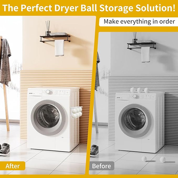 Magnetic Dryer Ball Holder Basket for Laundry Room,Magnet Lint Bin Dryer Ball Laundry Organizer, Iron Wool Dryer Ball Fridge Container Basket for Laundry Room Organization Home Storage