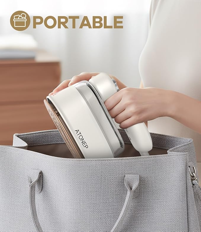 Garment Steamer for Clothes, 2-in-1 Steam Iron for Dress Shirts, Portable Handheld Travel Steamer, 1100W Rotatable 10S Heat Up for Travel Size Wrinkle Remover 110-120V