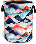 Mountains Waves Laundry Basket Colored Mountain Foldable Oxford Cloth Funny Tote Bag Laundry Hamper Clothes Storage Bucket Toy Organizer For Bathroom/Laundry Storage/Bedroom 18.9x16.5 In