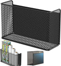 Magnetic Basket Fridge Lint Bin Dryer Ball Holder Laundry Room Organization Home Storage for Class Office School (Mesh，(1-Pack) Black/L)