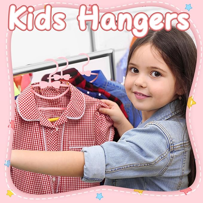 100 Pack Pink Baby Hangers Plastic Baby Nursery Closet Hangers Non-Slip Laundry Infant Hanger for Newborn Toddler Clothes,Ultra-Thin