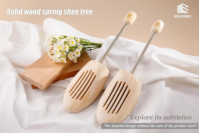 Adjustable Wood Shoe Trees With Spring,Wooden Shoes Tree For Men &Women,Shoe Shaped Shoe Lasts Wooden Shoe Stretcher
