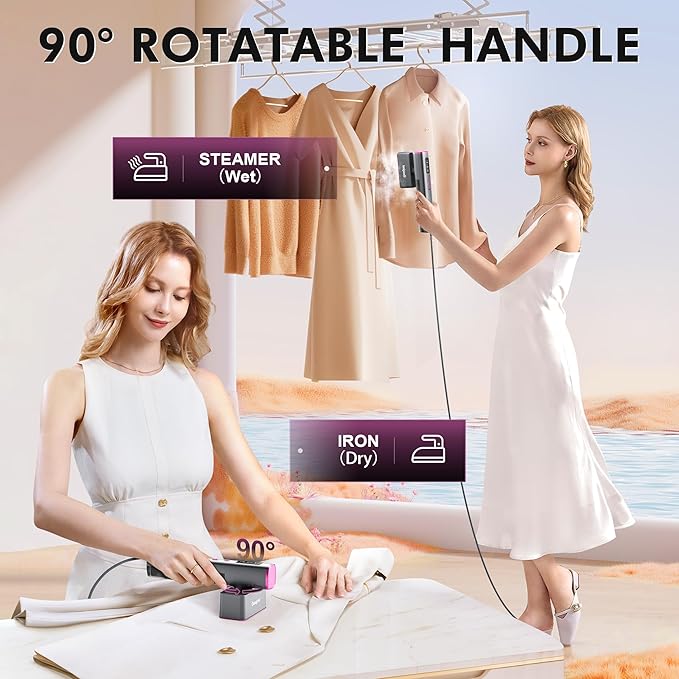 Travel Steamer for Clothes,100V-240V Portable Iron,15s Fast Heat Up,Handheld Steamer & Iron 2 in 1,LED Display, 150ml Large Water Tank, Travel Size Perfect for Global ＆ Europe