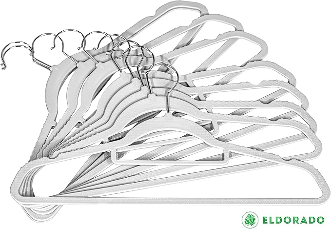Eldorado Non-Slip Adult Hangers, Multicolor, for Everyday Use Value Packs (Pearl White, 200)
