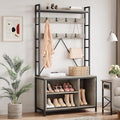 IDEALHOUSE Hall Tree with Bench Coat Rack Shoe Bench Industrial Coat Tree with Storage Cubbies Entryway Coat Rack with Shoe Storage
