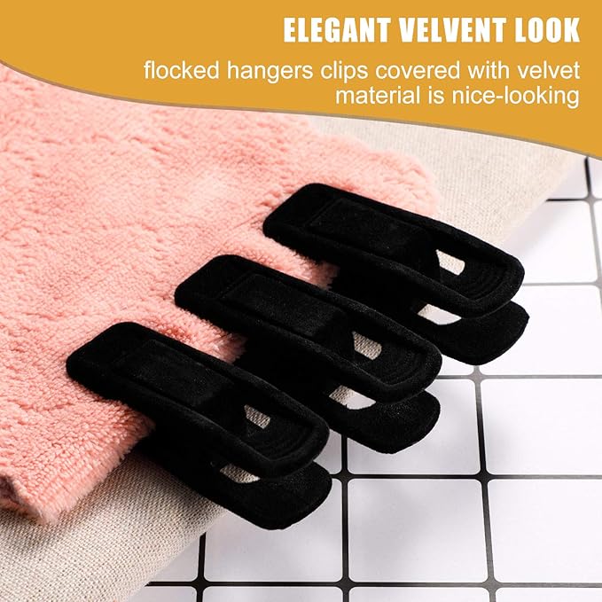 Velvet Hangers Clips Flocked Finger Clips Velvet Clothes Clips Strong Pants Hangers Clips for Slim-line Clothes Velvet Hangers (48 Pieces)