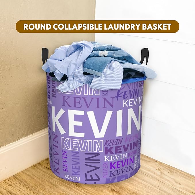 Custom Name Laundry Hamper, Personalized Dirty Clothes Hamper with Name for Bathroom Bedrooms Clothes Storage Organizer, Personalized Gifts for Boys Girls Men Women