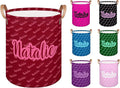 Personalized Laundry Basket, Custom Gift Laundry Hamper, Collapsible Nursery Waterproof Laundry Baskets, Dirty Clothes Toy Hamper with Handles Name Text Red
