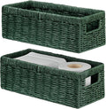 Vagusicc Wicker Storage Basket, Paper Rope Wicker Baskets with Handles, Toilet Paper Basket for Toilet Tank Top, Small Wicker Baskets for Organizing Shelves, 2-Pack, Green