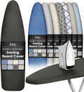 Home Intuition Extra Thick Ironing Board Cover and Pad Iron Scorch Resistant with Hook and Loop Secure Fastener and Elastic Edge,15x54, Standard Size Coated Thick Padding, Charcoal