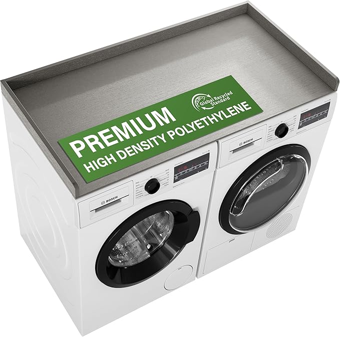 Premium HDPE Washer and Dryer Countertop 54"x27.5" – Waterproof washer dryer topper for Laundry Room Organization, Washer Dryer Countertop for Folding Clothes, Sorting & Extra Storage，Warm Grey