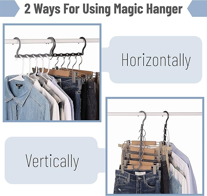 Mr. Pen- Space Saving Hangers for Clothes, 12 pcs, 4, Plastic Multi Clothes Hangers Space Saving, 5 Slots, 360° Rotating Hooks