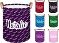 Personalized Laundry Basket, Custom Gift Laundry Hamper, Collapsible Nursery Waterproof Laundry Baskets, Dirty Clothes Toy Hamper with Handles Name Dark Purple