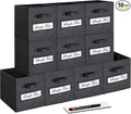 artsdi 11 Inch Storage Cube,Storage bin,cube storage (Set of 10) Foldable Fabric Cube Storage Bins with 10 Labels Window Cards & a Pen,Baskets Containers for Shelves,Closet Organizers Box,Black