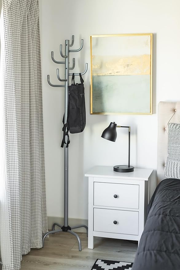 Freestanding Coat Rack – Metal Gray Hat and Coat Stand with 8 Hooks, Heavy-Duty Steel, 72" Tall Entryway Organizer for Home or Office by HAOG